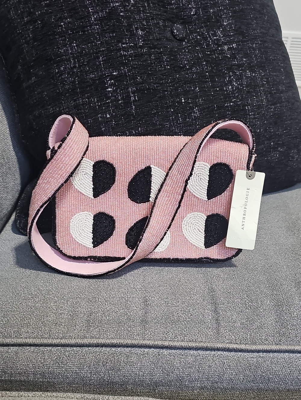 NWT Anthropologie Purse Fiona Shoulder Bag Metallic Heart Edition Beaded - Picture 2 of 8